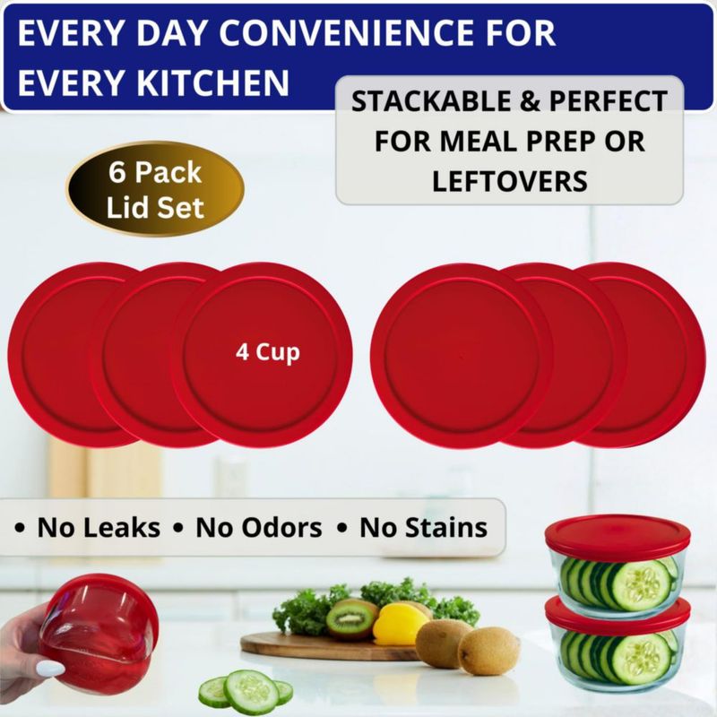 Tapas para recipientes Klare Ware 950 ml Pack de 6 rojo