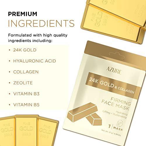 Mascarilla facial Azure 24K Oro y Colágeno – Pack de 10