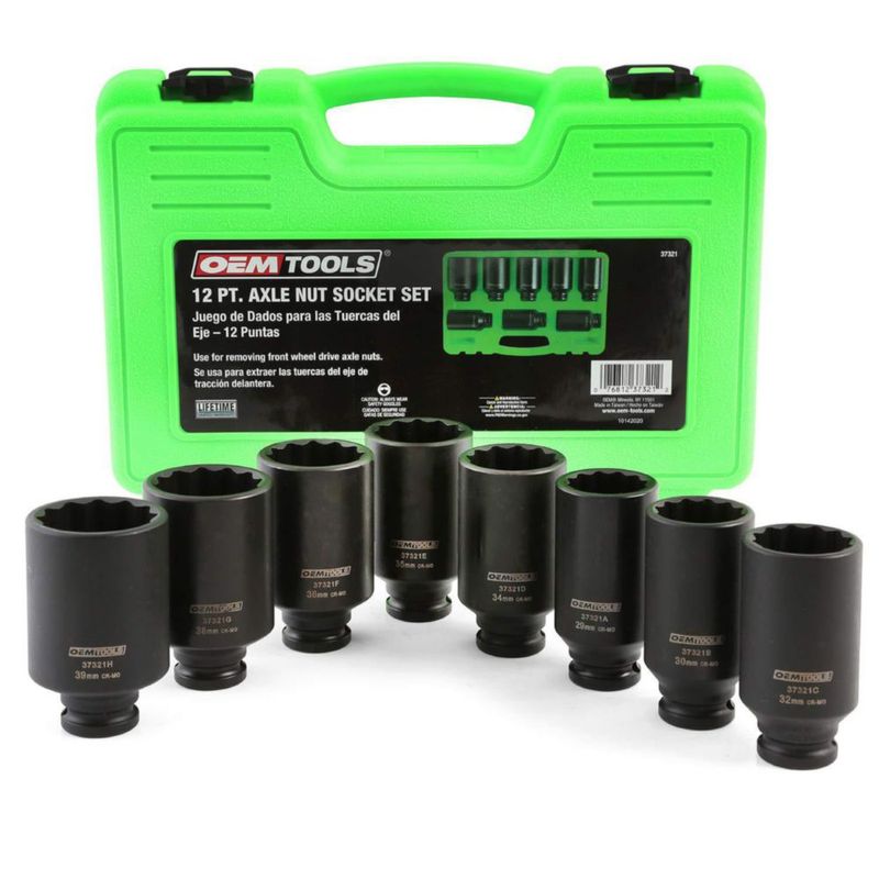 Juego de vasos para tuercas de eje OEMTOOLS 1/2" 8 piezas 12 puntos