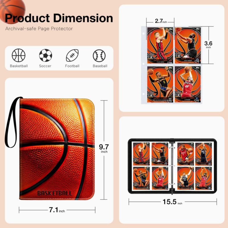 Carpeta para cartas de baloncesto Lalasu 440 bolsillos cuero PU