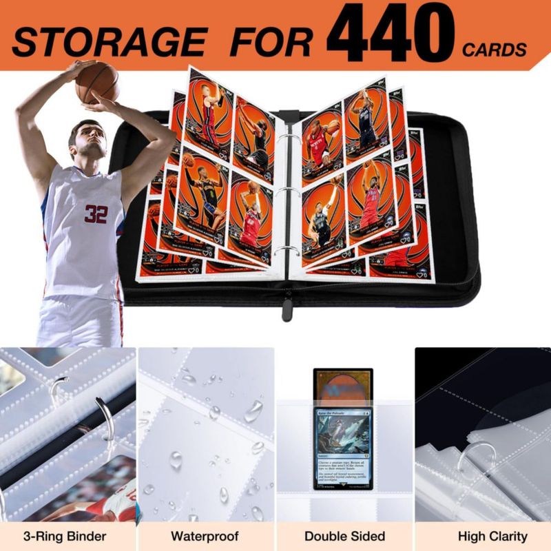 Carpeta para cartas de baloncesto Lalasu 440 bolsillos cuero PU