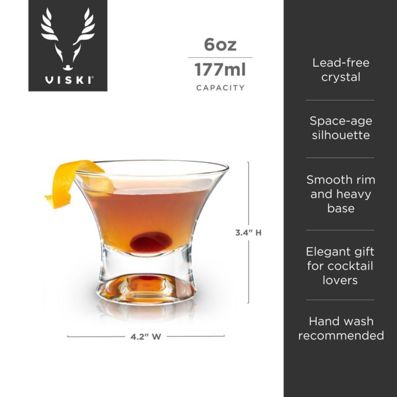 Vaso de cóctel Viski 207 ml juego de 2 sin pie