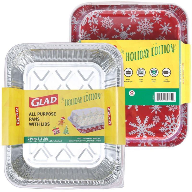 Bandeja para hornear Glad 31 × 26 cm paquete de 2 diseño copos de nieve