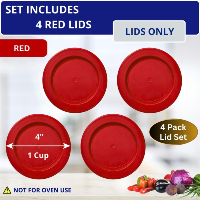 Tapa para Contenedor Klare Ware 236 ml Rojo - Pack de 4
