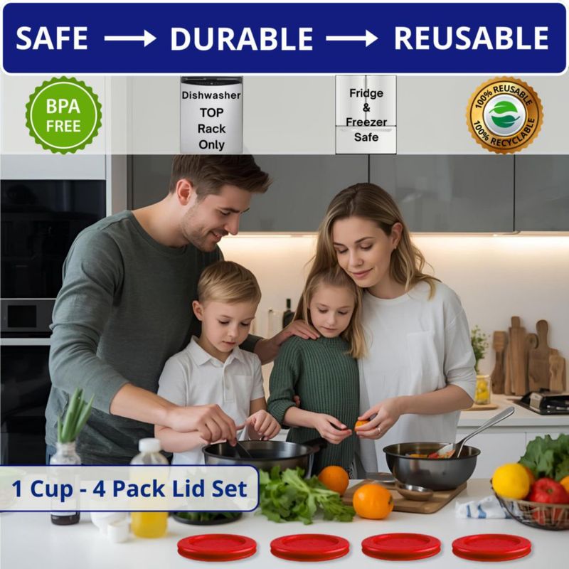 Tapa para Contenedor Klare Ware 236 ml Rojo - Pack de 4