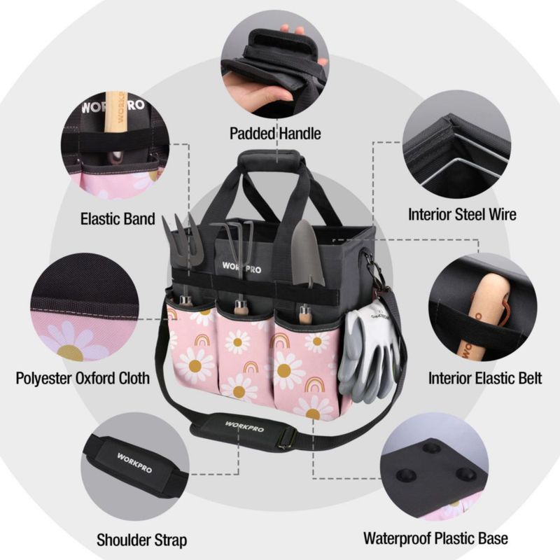 Bolsa de Herramientas WORKPRO 10 Bolsillos Rosa Floral