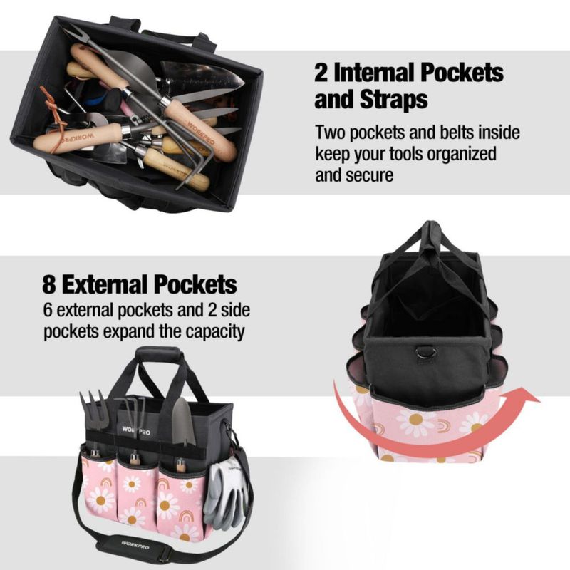 Bolsa de Herramientas WORKPRO 10 Bolsillos Rosa Floral