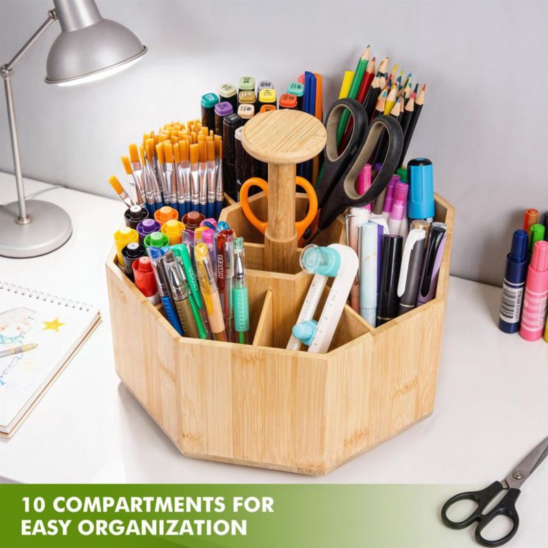 CADDY CraftGenes 25 cm Organizador Giratorio de Bambú con 10 Compartimentos