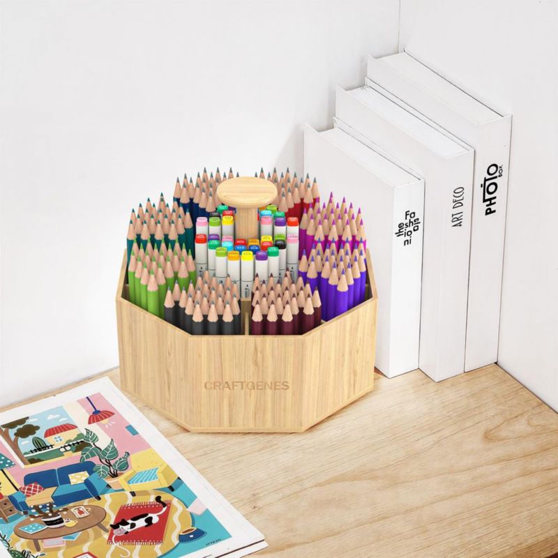 CADDY CraftGenes 25 cm Organizador Giratorio de Bambú con 10 Compartimentos