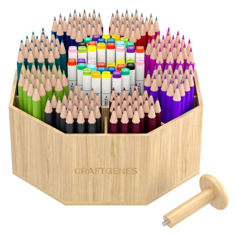 CADDY CraftGenes 25 cm Organizador Giratorio de Bambú con 10 Compartimentos