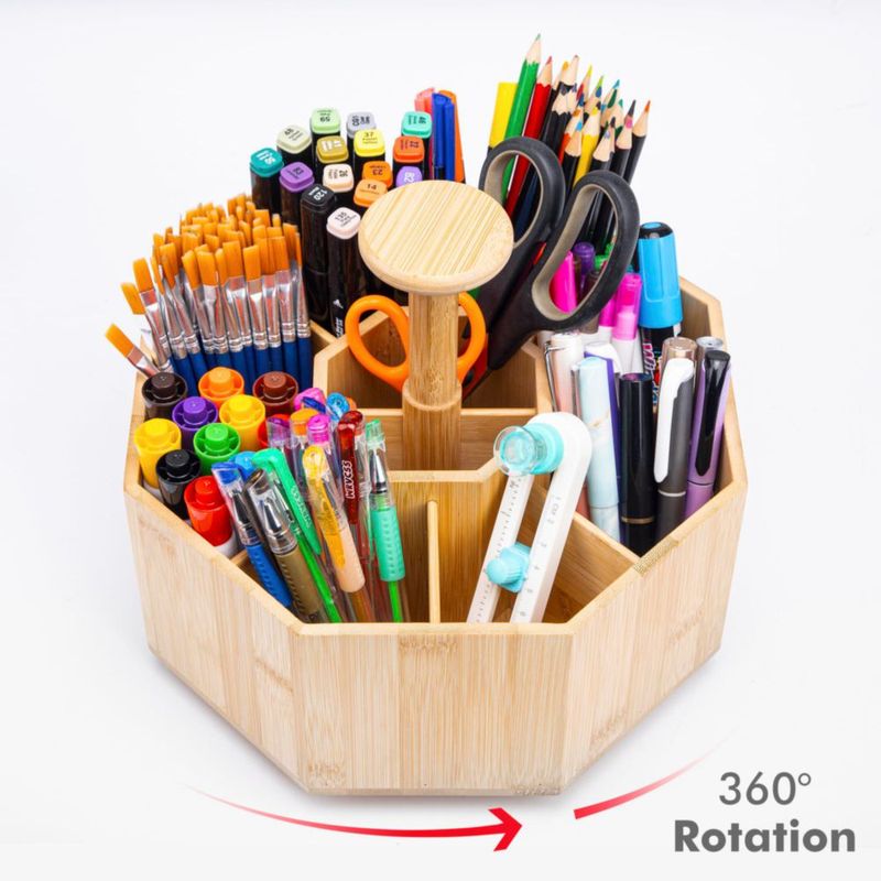 CADDY CraftGenes 25 cm Organizador Giratorio de Bambú con 10 Compartimentos