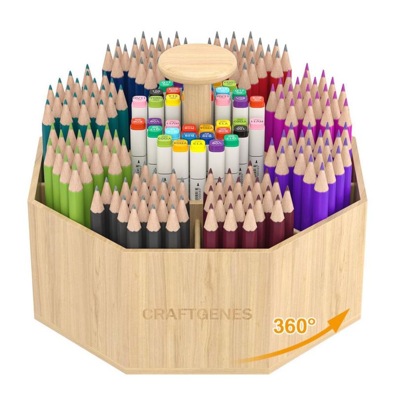 CADDY CraftGenes 25 cm Organizador Giratorio de Bambú con 10 Compartimentos