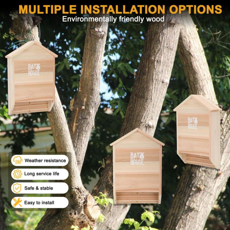 Casa de Murciélagos Sobalai 38 cm 2 Cámaras Madera de Cedro