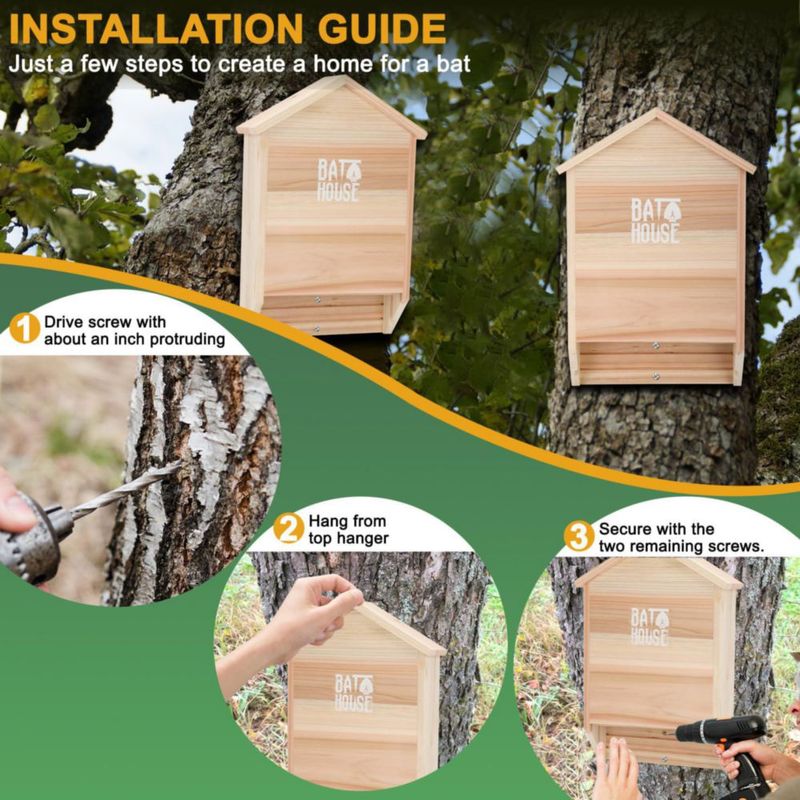 Casa de Murciélagos Sobalai 38 cm 2 Cámaras Madera de Cedro