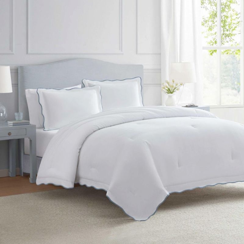 Martha Stewart - Juego de funda nórdica Queen con almohadones algodón percal