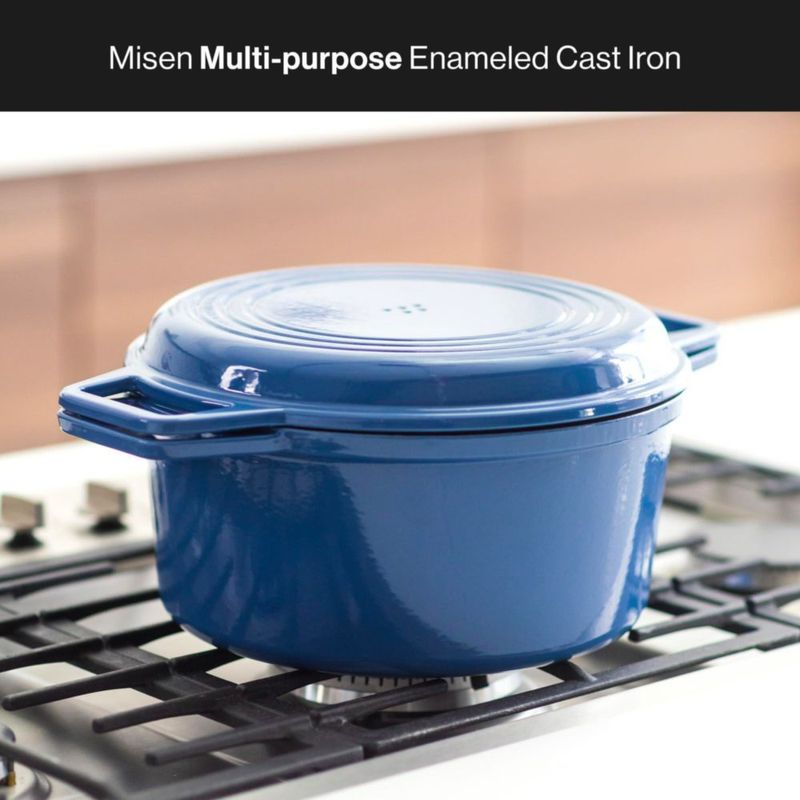 Olla Holandesa Misen de 7 cuartos de hierro fundido esmaltado con tapa azul