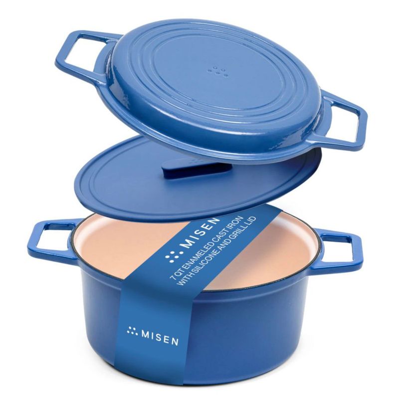 Olla Holandesa Misen de 7 cuartos de hierro fundido esmaltado con tapa azul
