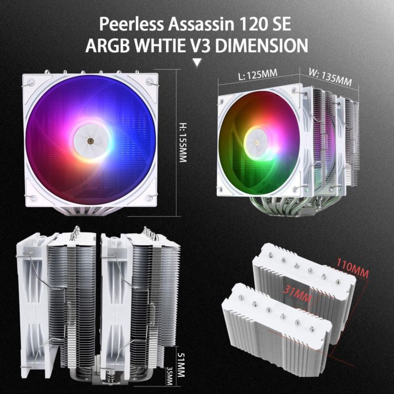 Disipador de CPU Thermalright Peerless Assassin 120 SE ARGB Blanco