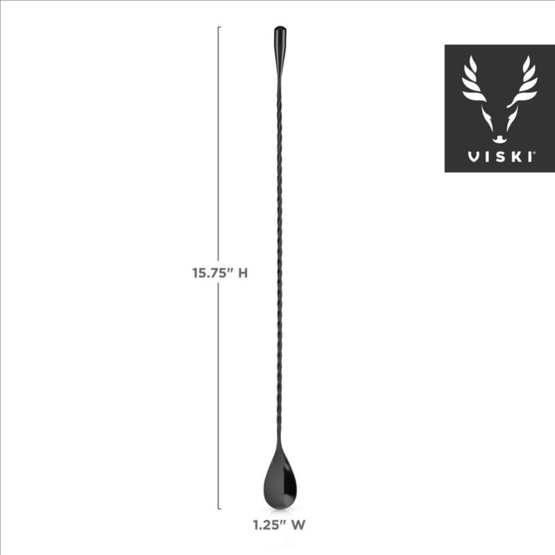 Cuchara de Bar Viski 40 cm Acero Inoxidable con Acabado Gunmetal y Mango Torcido