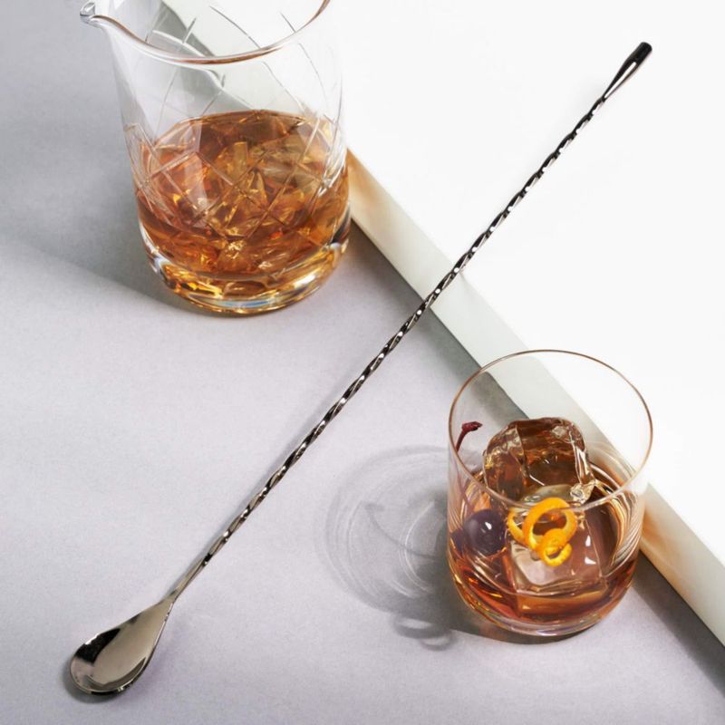 Cuchara de Bar Viski 40 cm Acero Inoxidable con Acabado Gunmetal y Mango Torcido