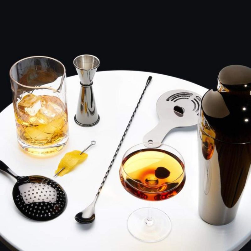 Cuchara de Bar Viski 40 cm Acero Inoxidable con Acabado Gunmetal y Mango Torcido