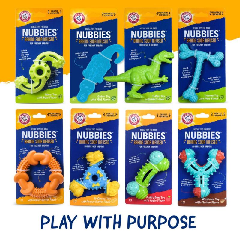 Juguete masticable dental Nubbies de Arm & Hammer con sabor a mantequilla de maní