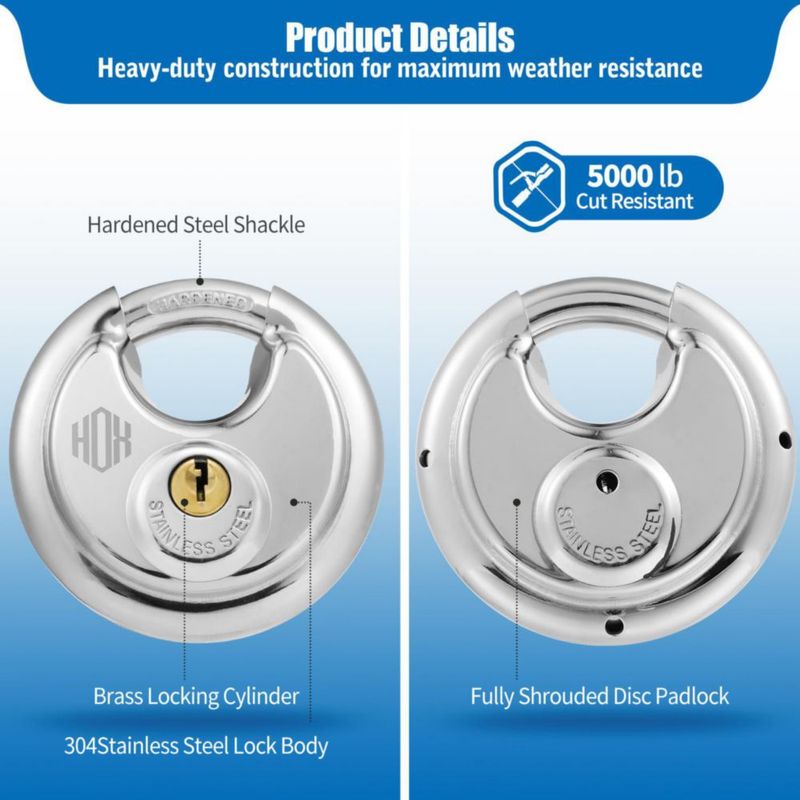 Candado de disco HOX 6 unidades con llave idéntica 7 cm