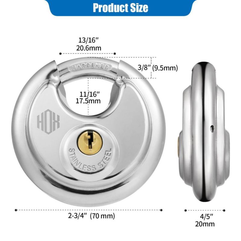 Candado de disco HOX 6 unidades con llave idéntica 7 cm
