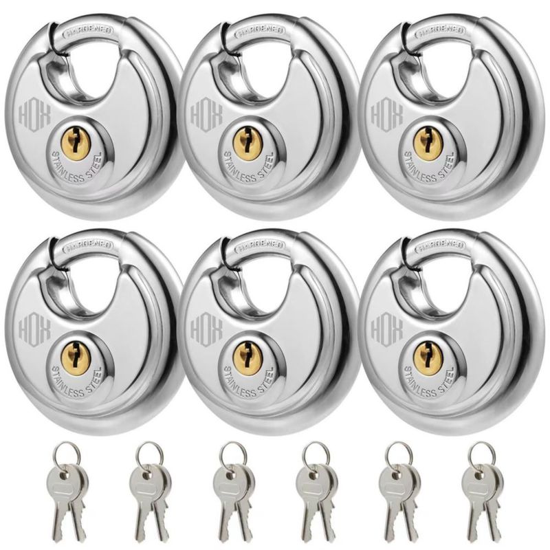 Candado de disco HOX 6 unidades con llave idéntica 7 cm