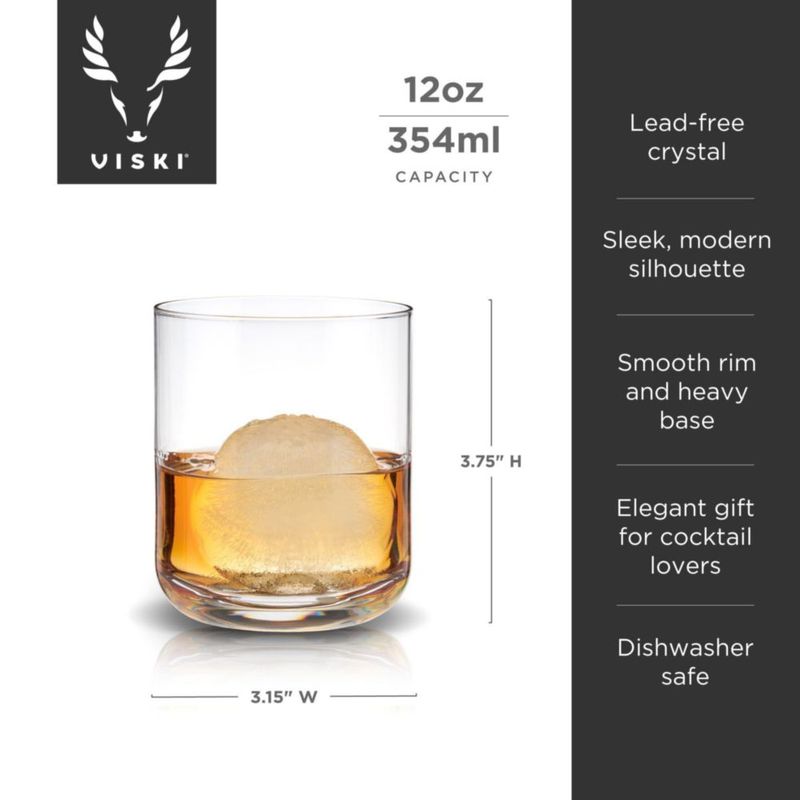 Juego de 2 vasos de whisky Viski 355 ml de cristal