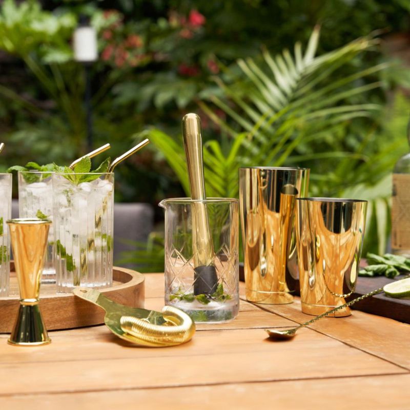 Set de Herramientas de Bar Viski de 7 Piezas Acabado Dorado