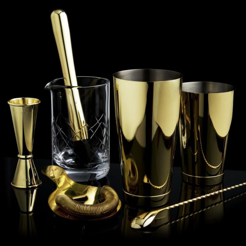 Set de Herramientas de Bar Viski de 7 Piezas Acabado Dorado