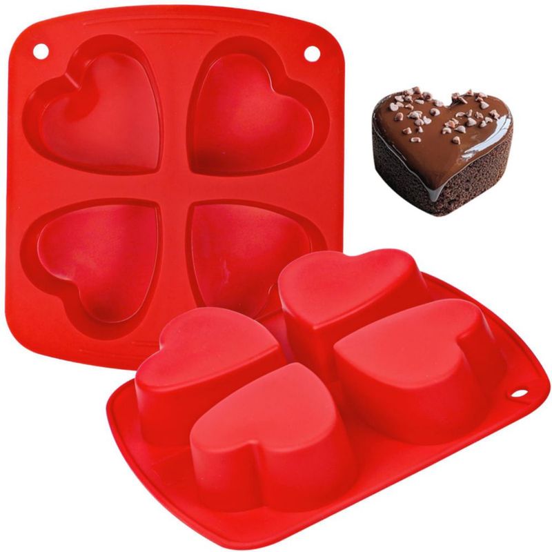 Molde de silicona en forma de corazón Webake 7 cm 4 cavidades 2 unidades