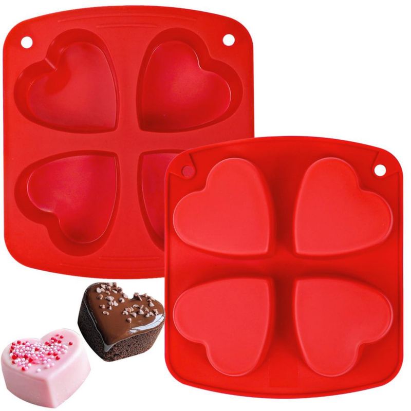 Molde de silicona en forma de corazón Webake 7 cm 4 cavidades 2 unidades