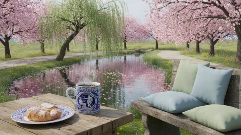 Taza Spode 473 ml Blue Room estilo griego de porcelana