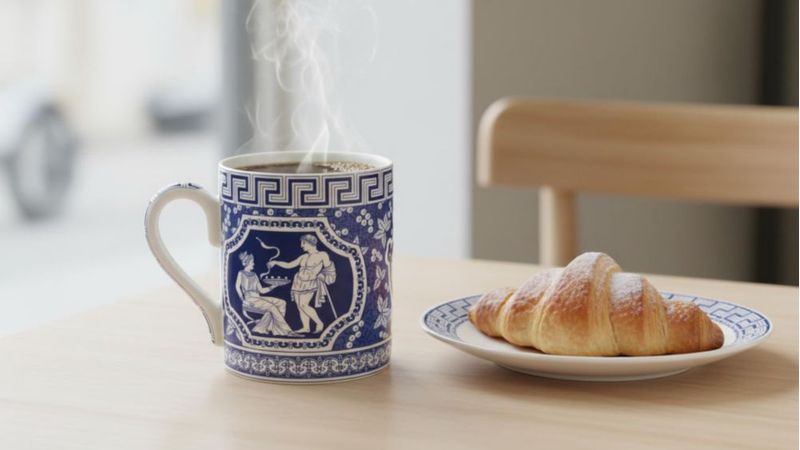Taza Spode 473 ml Blue Room estilo griego de porcelana