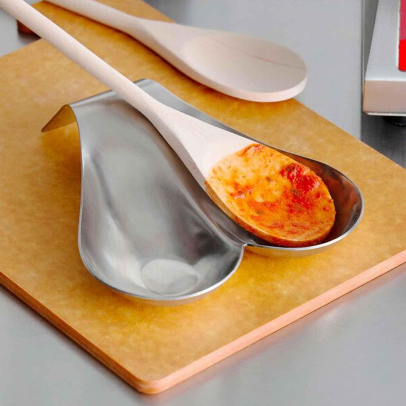 Reposacucharas Doble Tablecraft 22 cm Acero Inoxidable Cepillado