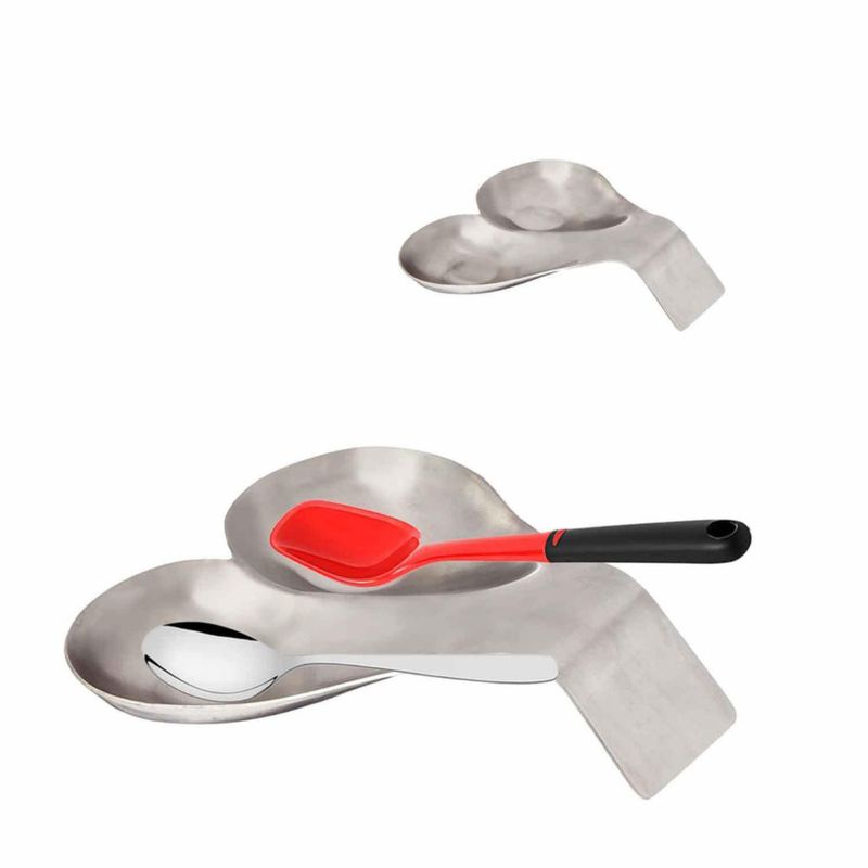 Reposacucharas Doble Tablecraft 22 cm Acero Inoxidable Cepillado