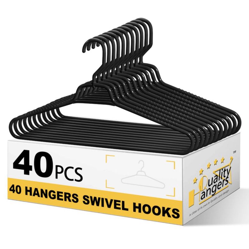 Perchas de ropa Quality Hangers 43 cm negras - pack de 40