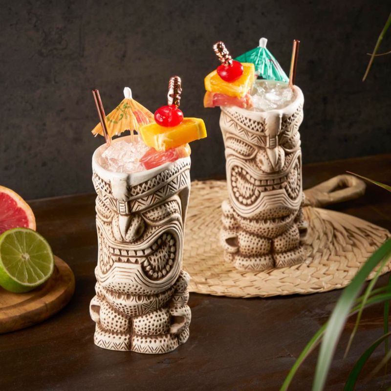 Juego de 2 tazas tiki Viski 410 ml blanco