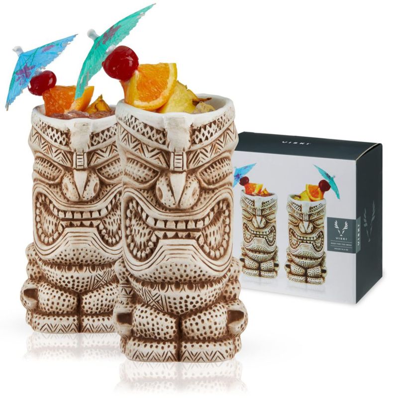Juego de 2 tazas tiki Viski 410 ml blanco