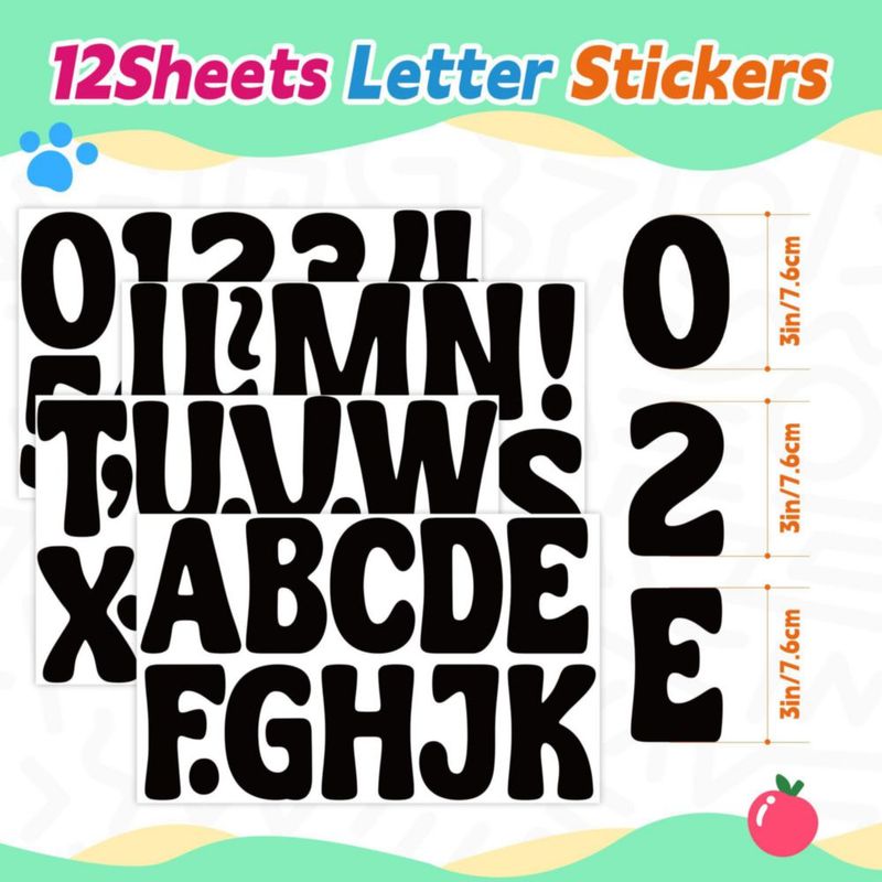 Pegatinas de Letras Auteard 76 cm Negro 150 Piezas