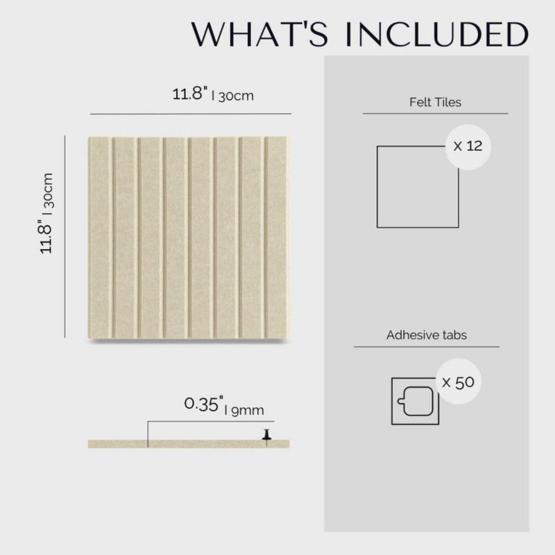 Tablero de anuncios VIVELDA paquete de 12 - Baldosas de fieltro acústico 122 cm × 91 cm