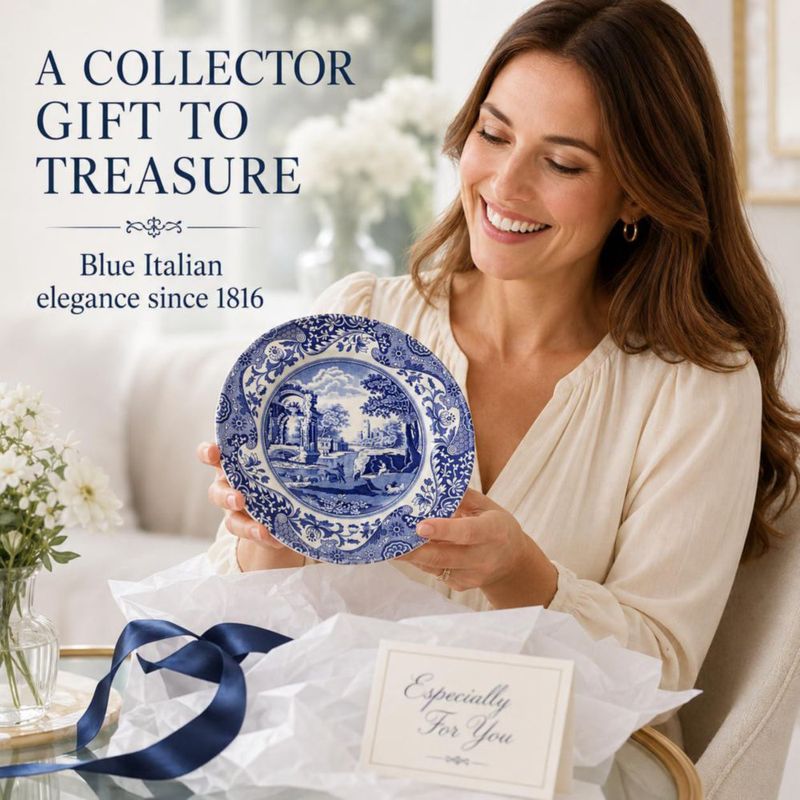 Plato de Ensalada Italiano Azul Spode 8" (Blanco)