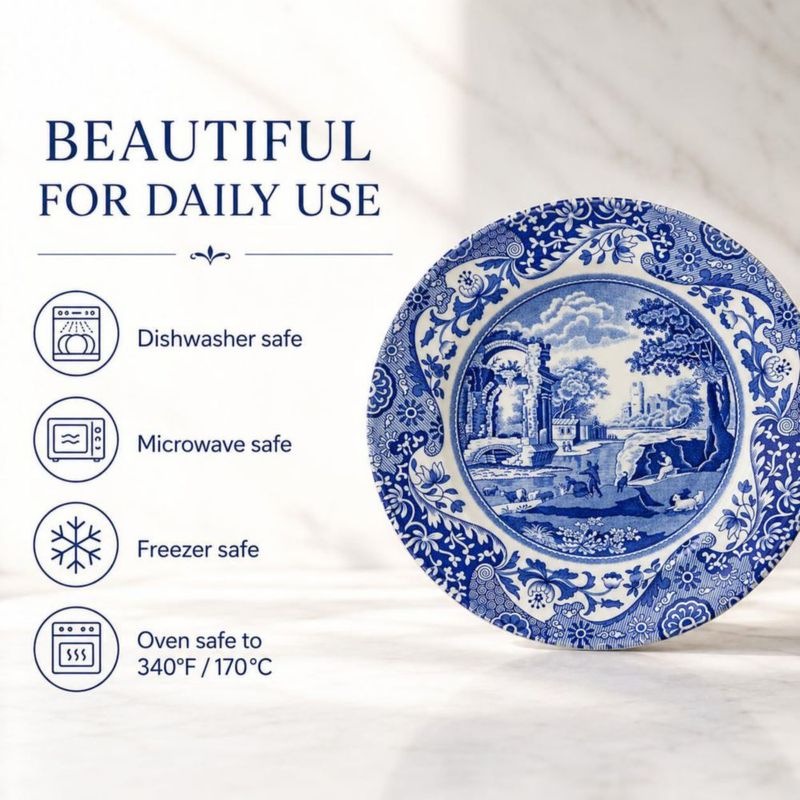 Plato de Ensalada Italiano Azul Spode 8" (Blanco)