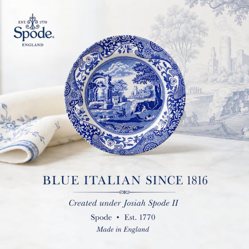 Plato de Ensalada Italiano Azul Spode 8" (Blanco)