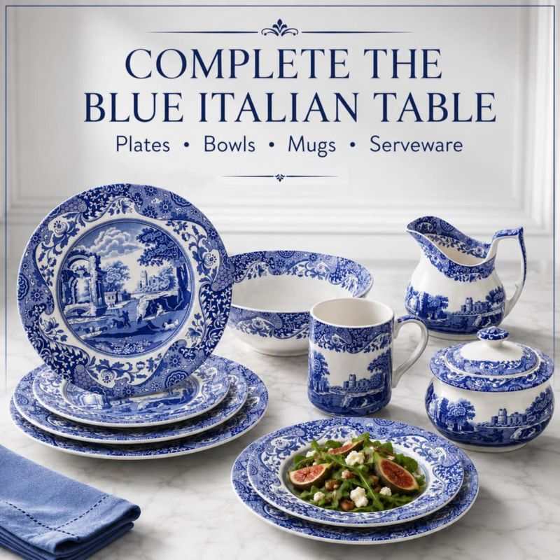 Plato de Ensalada Italiano Azul Spode 8" (Blanco)