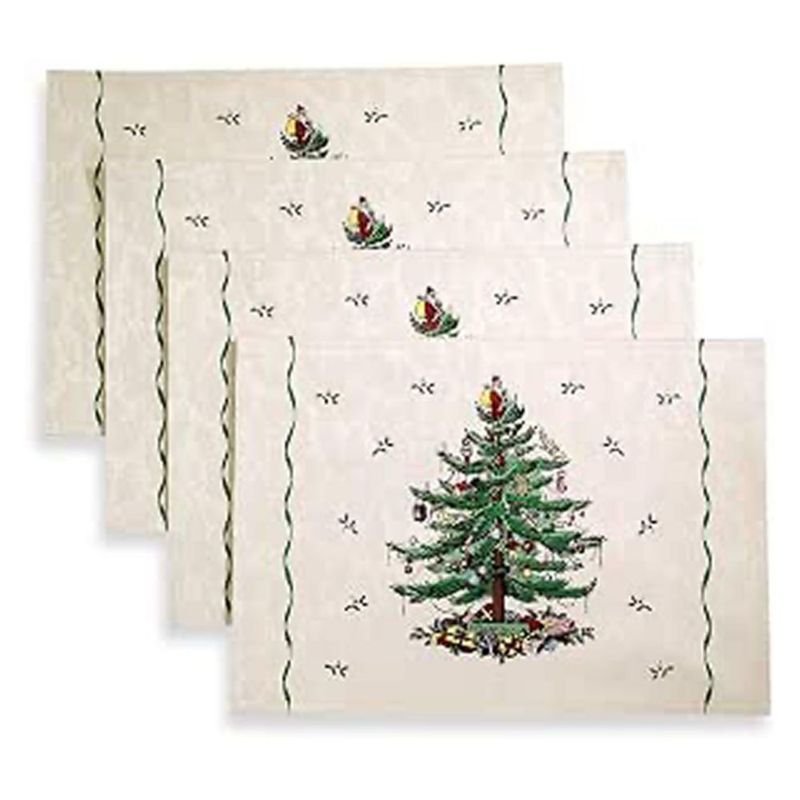 Juego de 4 manteles individuales Spode con diseño festivo
