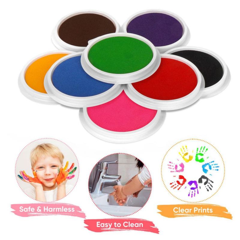 Almohadillas de sellos Lorzon 18 cm 8 colores lavables para niños
