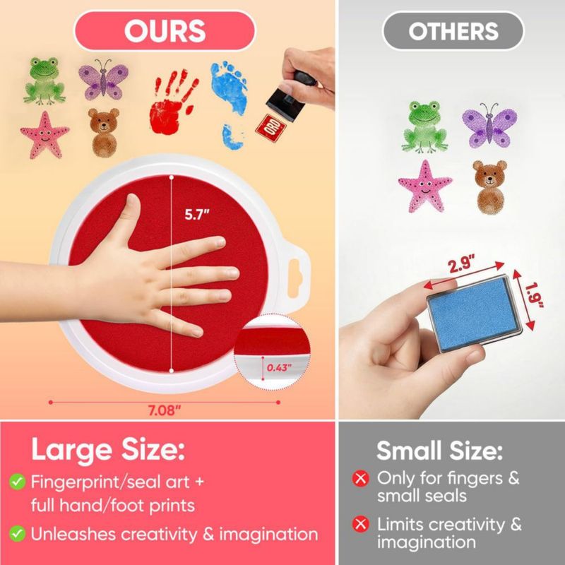 Almohadillas de sellos Lorzon 18 cm 8 colores lavables para niños
